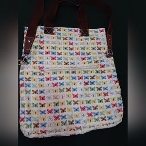 American Eagle Fold Over Butterly Tote Bag Crossbody Large